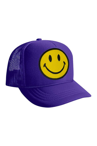 KID'S SMILEY VINTAGE TRUCKER HAT Kid's Hat Aviator Nation OS PURPLE 