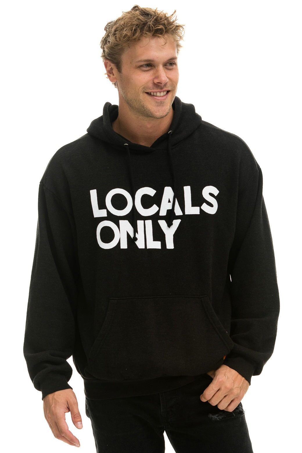 LOCALS ONLY RELAXED PULLOVER HOODIE - BLACK Hoodie Aviator Nation 