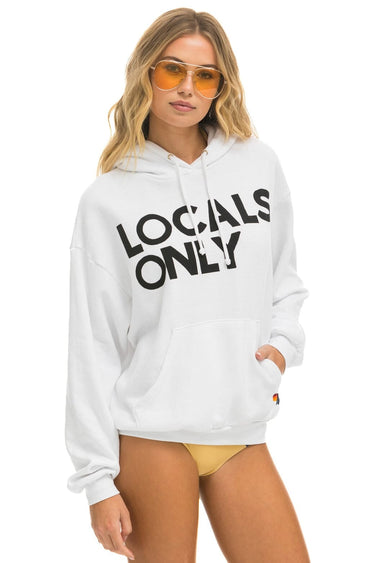 LOCALS ONLY RELAXED PULLOVER HOODIE - WHITE Hoodie Aviator Nation 