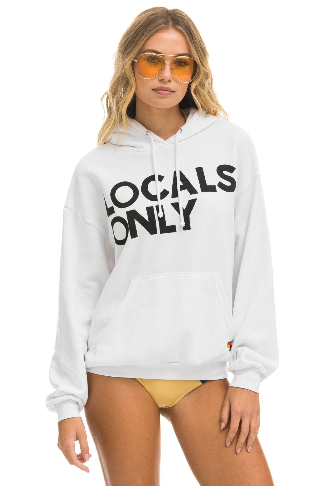 LOCALS ONLY RELAXED PULLOVER HOODIE - WHITE Hoodie Aviator Nation 