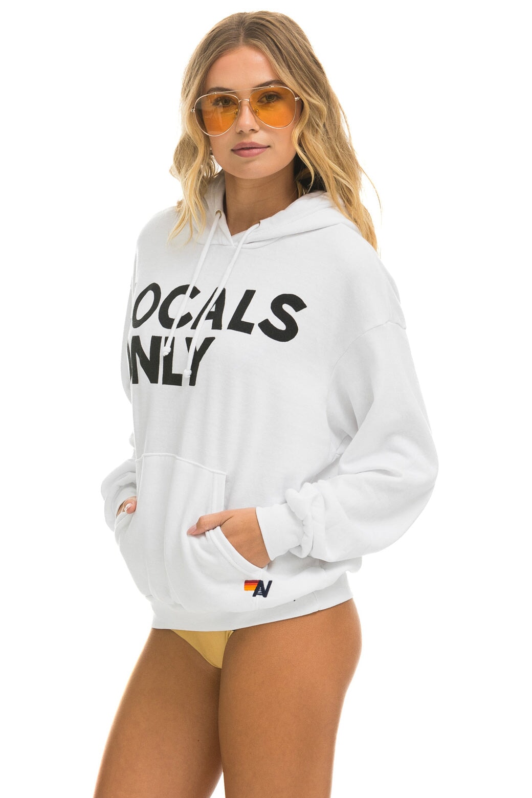 LOCALS ONLY RELAXED PULLOVER HOODIE - WHITE Hoodie Aviator Nation 