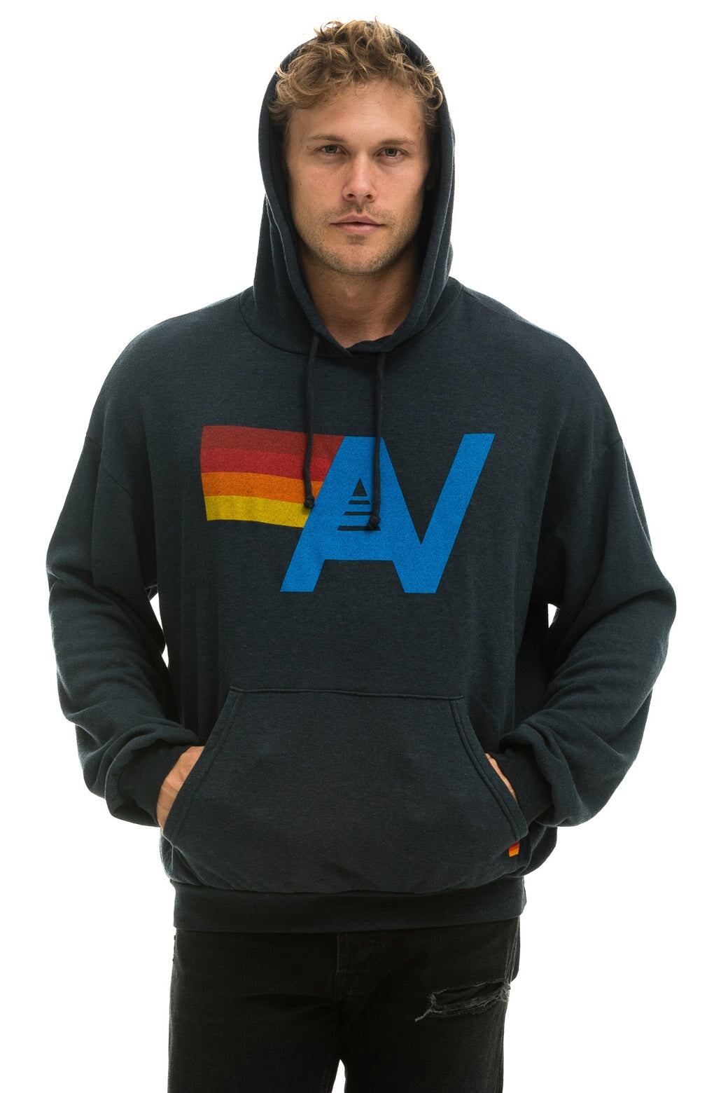 LOGO PULLOVER RELAXED HOODIE - CHARCOAL Hoodie Aviator Nation 