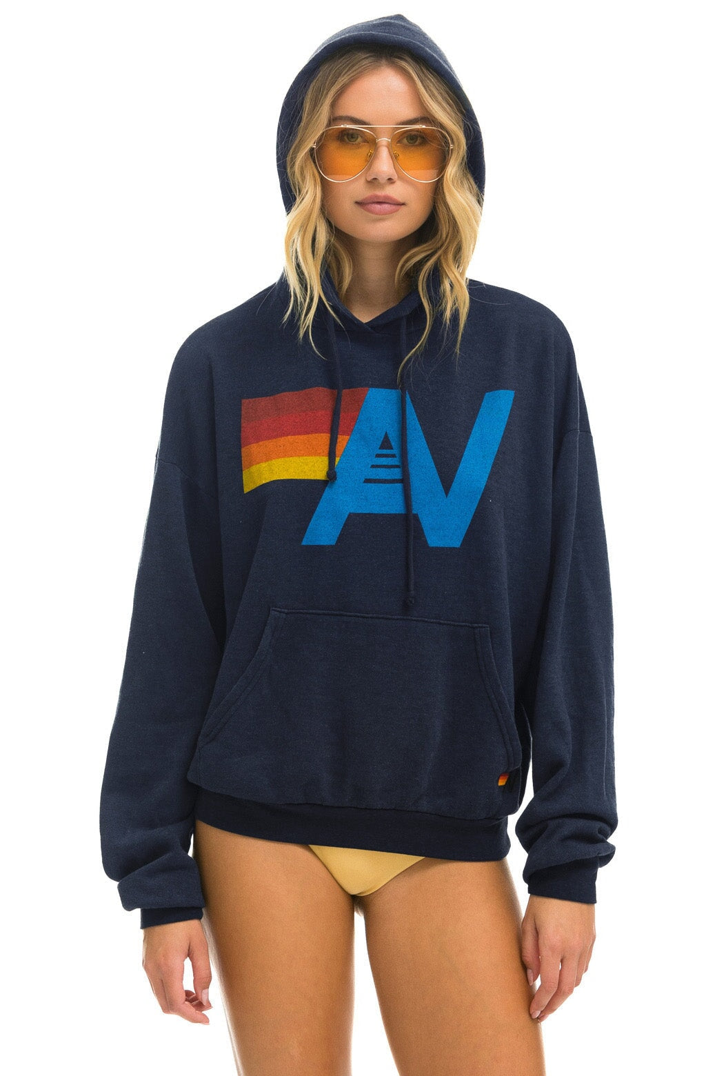 LOGO PULLOVER RELAXED HOODIE - NAVY Hoodie Aviator Nation 