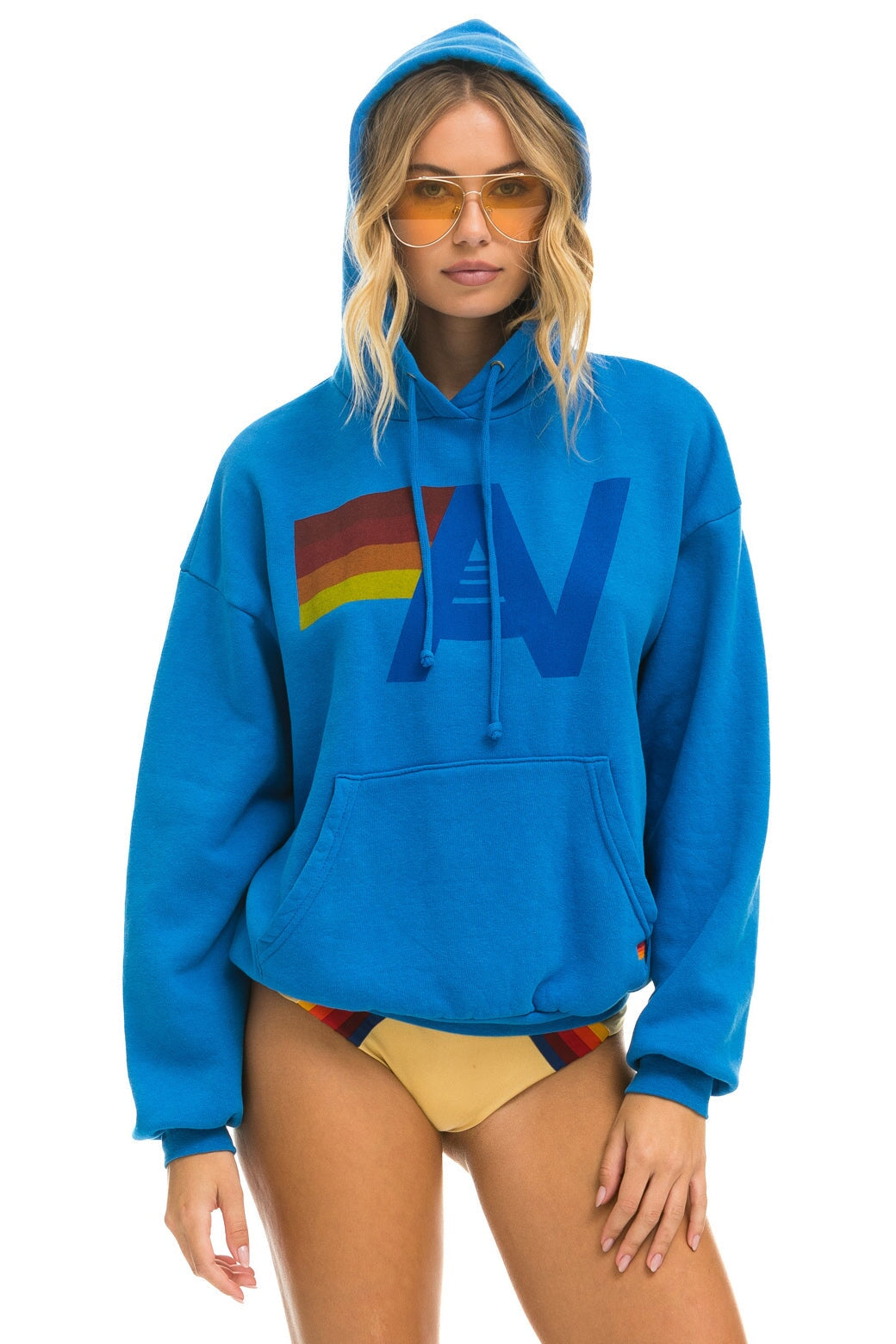 LOGO PULLOVER RELAXED HOODIE - OCEAN - Aviator Nation