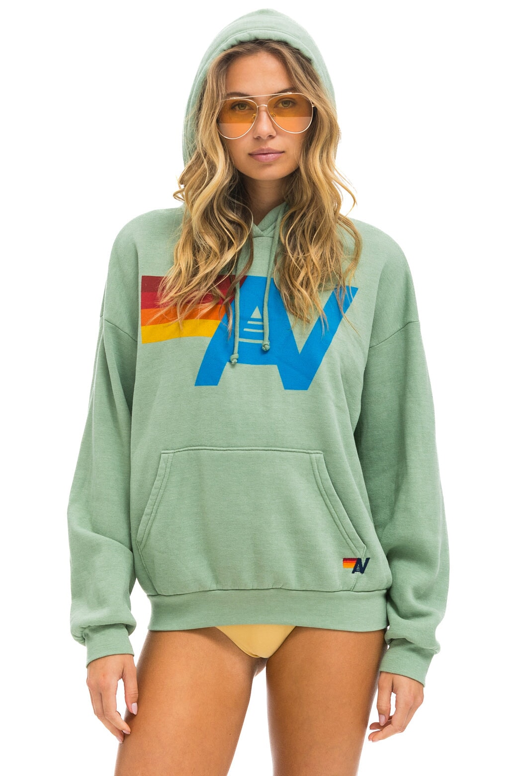 LOGO PULLOVER RELAXED HOODIE - SAGE Hoodie Aviator Nation 