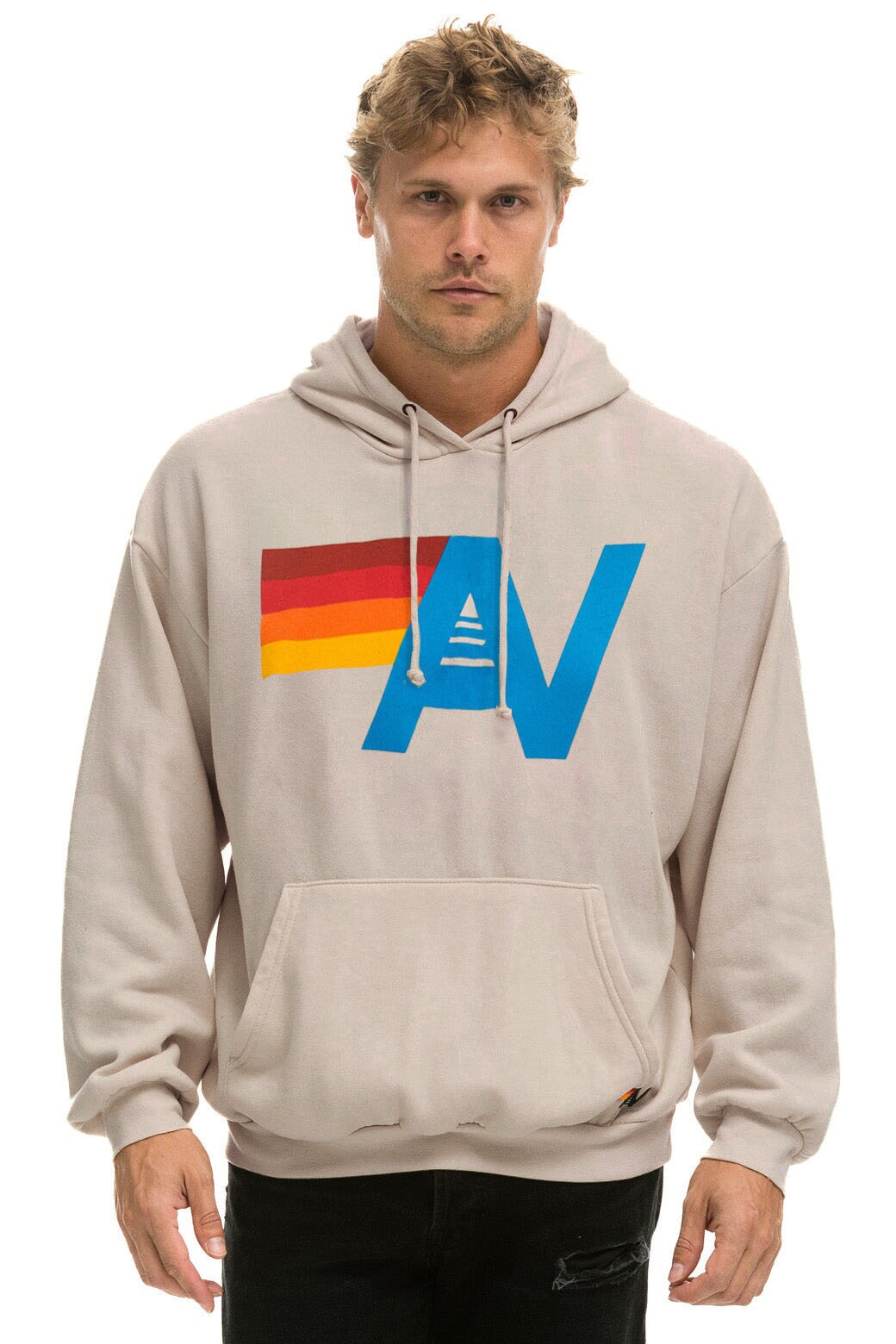 LOGO PULLOVER RELAXED HOODIE - SAND Hoodie Aviator Nation 