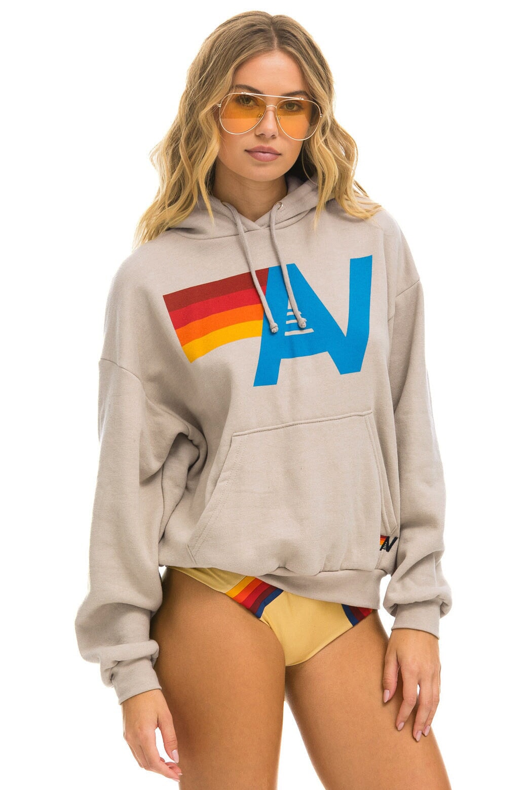 LOGO PULLOVER RELAXED HOODIE - SAND Hoodie Aviator Nation 