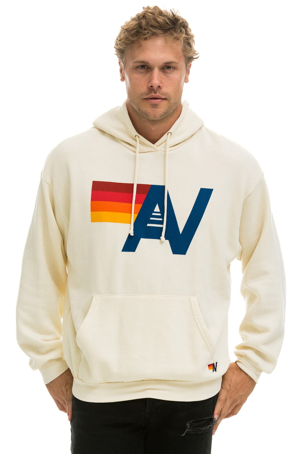 LOGO PULLOVER RELAXED HOODIE - VINTAGE WHITE Hoodie Aviator Nation 