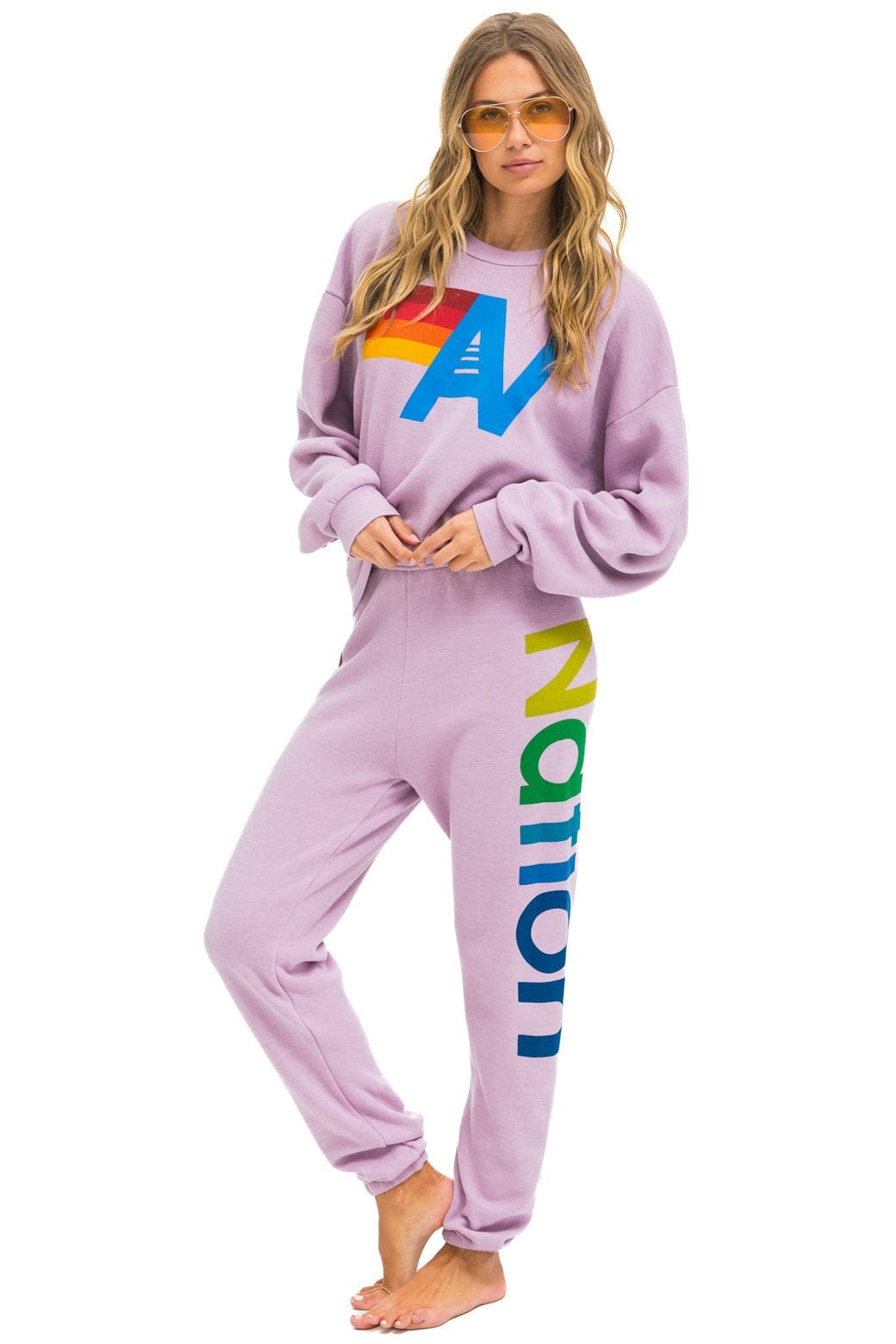 LOGO RELAXED CREW SWEATSHIRT - MAUVE Sweatshirt Aviator Nation 