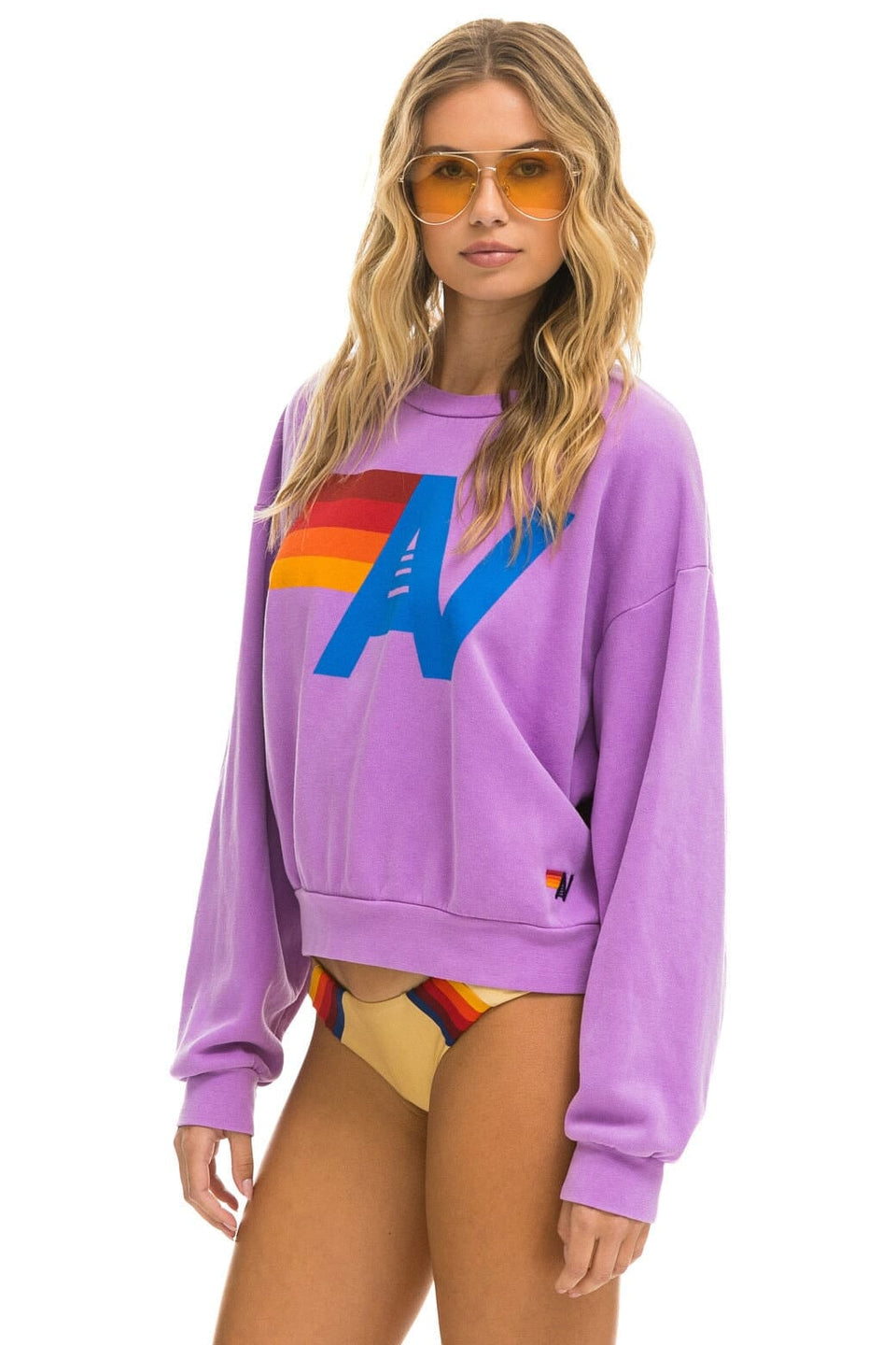Essential Lux Corded Crew Sweatshirt in Purple main image 0