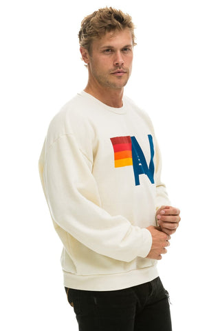LOGO RELAXED CREW SWEATSHIRT - VINTAGE WHITE Sweatshirt Aviator Nation 