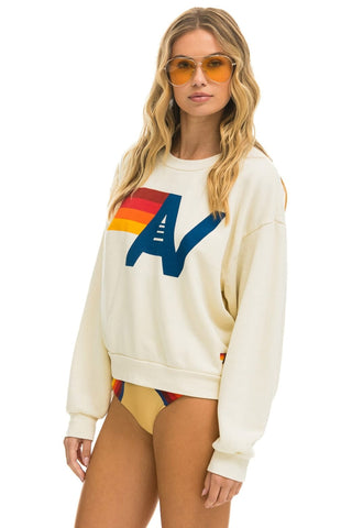 LOGO RELAXED CREW SWEATSHIRT - VINTAGE WHITE Sweatshirt Aviator Nation 