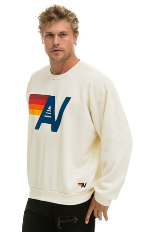 LOGO RELAXED CREW SWEATSHIRT - VINTAGE WHITE Sweatshirt Aviator Nation 