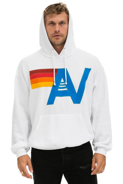 LOGO STITCH PULLOVER RELAXED HOODIE - WHITE Hoodie Aviator Nation 