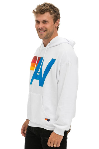LOGO STITCH PULLOVER RELAXED HOODIE - WHITE