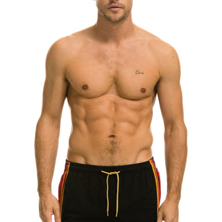 MEN'S 5 STRIPE FLEX SHORTS 7 INCH - BLACK Men's Board Shorts Aviator Nation 