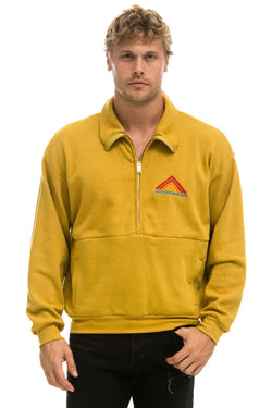 MOUNTAIN EMBROIDERY UNISEX HALF ZIP SWEATSHIRT - KHAKI Unisex Outerwear Aviator Nation 