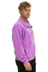 MOUNTAIN EMBROIDERY UNISEX HALF ZIP SWEATSHIRT - NEON PURPLE Unisex Outerwear Aviator Nation 