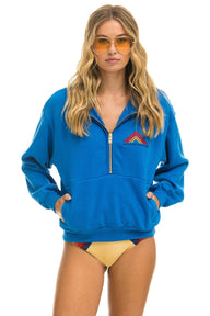 MOUNTAIN EMBROIDERY UNISEX HALF ZIP SWEATSHIRT - OCEAN Unisex Outerwear Aviator Nation 
