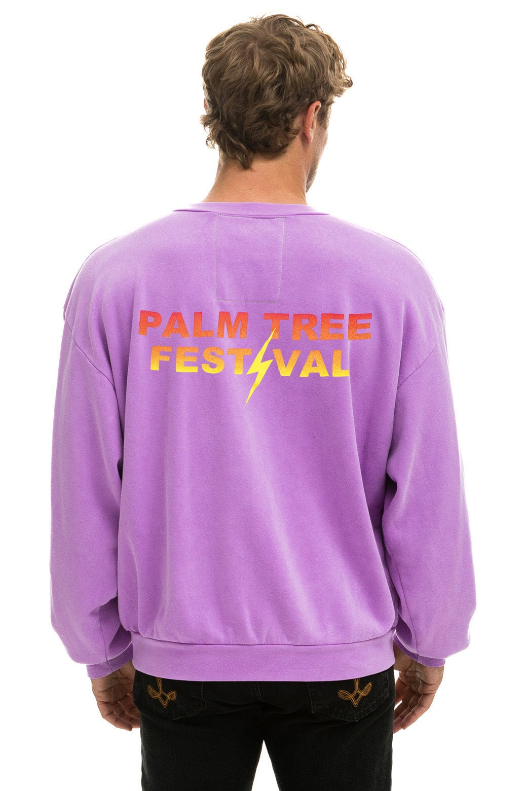 PALM TREE FESTIVAL ASPEN 2024 CREW SWEATSHIRT RELAXED - NEON PURPLE Sweatshirt Aviator Nation 