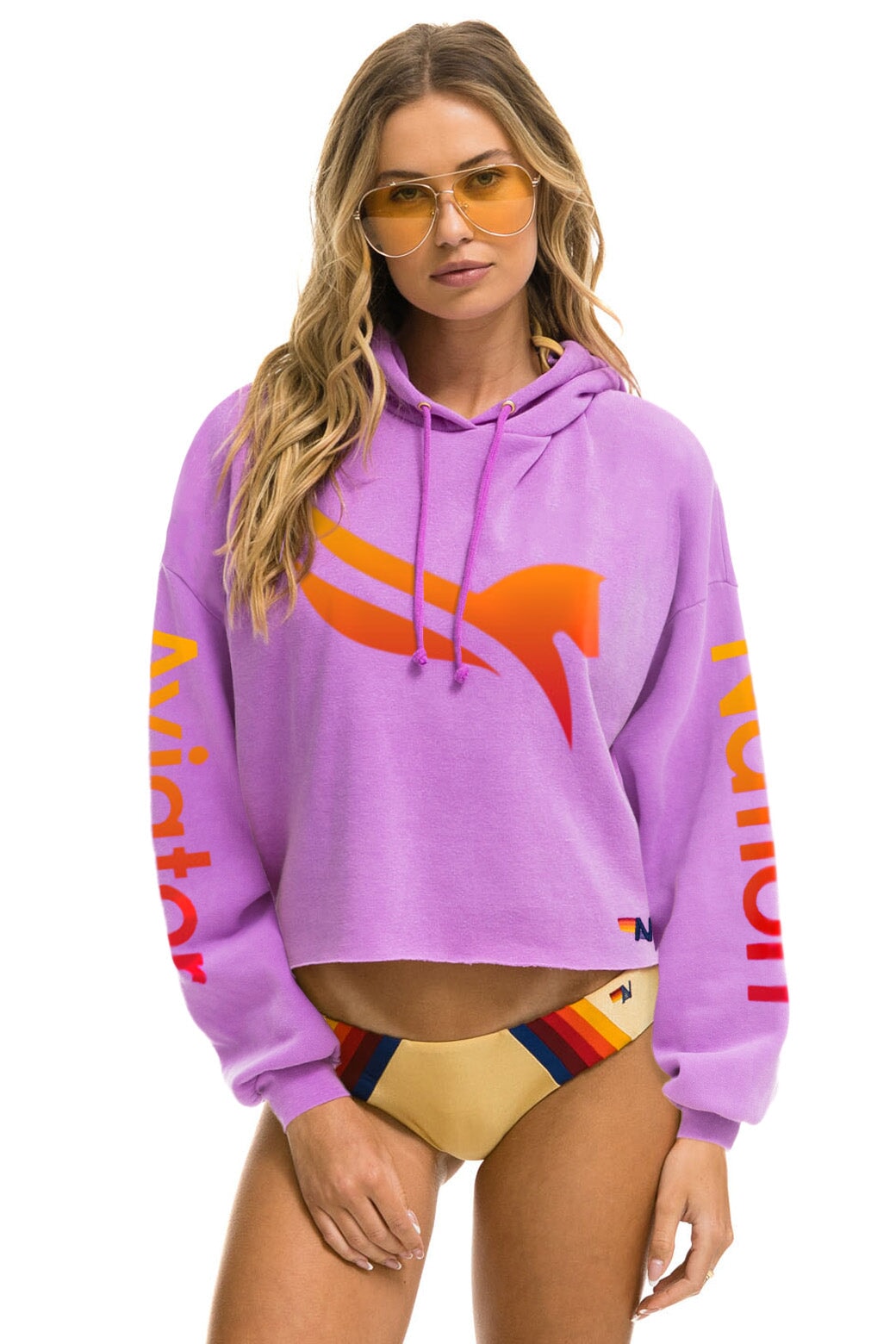 PEGASUS 2024 CROPPED PULLOVER HOODIE RELAXED - NEON PURPLE Aviator Nation 