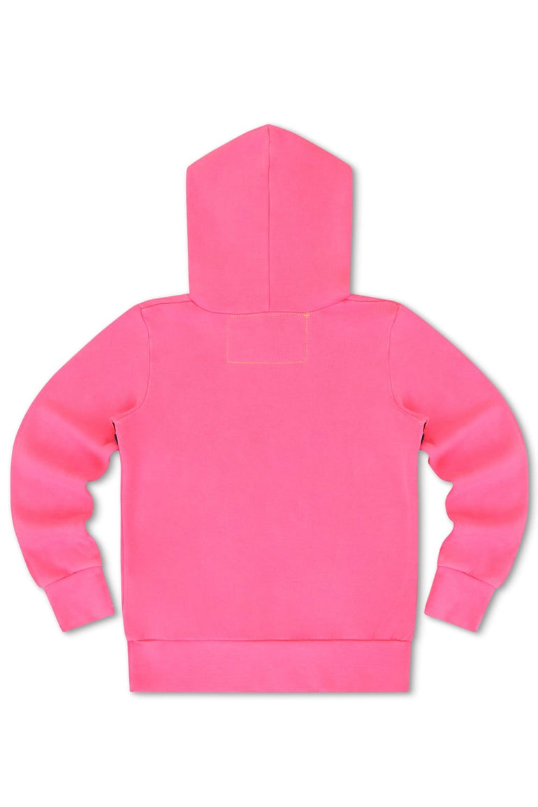 KID'S 5 STRIPE PULLOVER HOODIE - NEON PINK