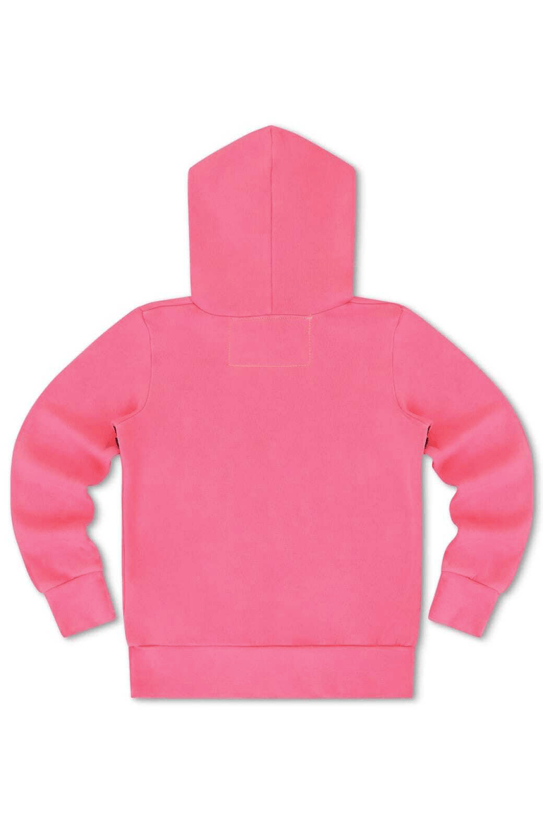 KID'S 5 STRIPE PULLOVER HOODIE - NEON PINK