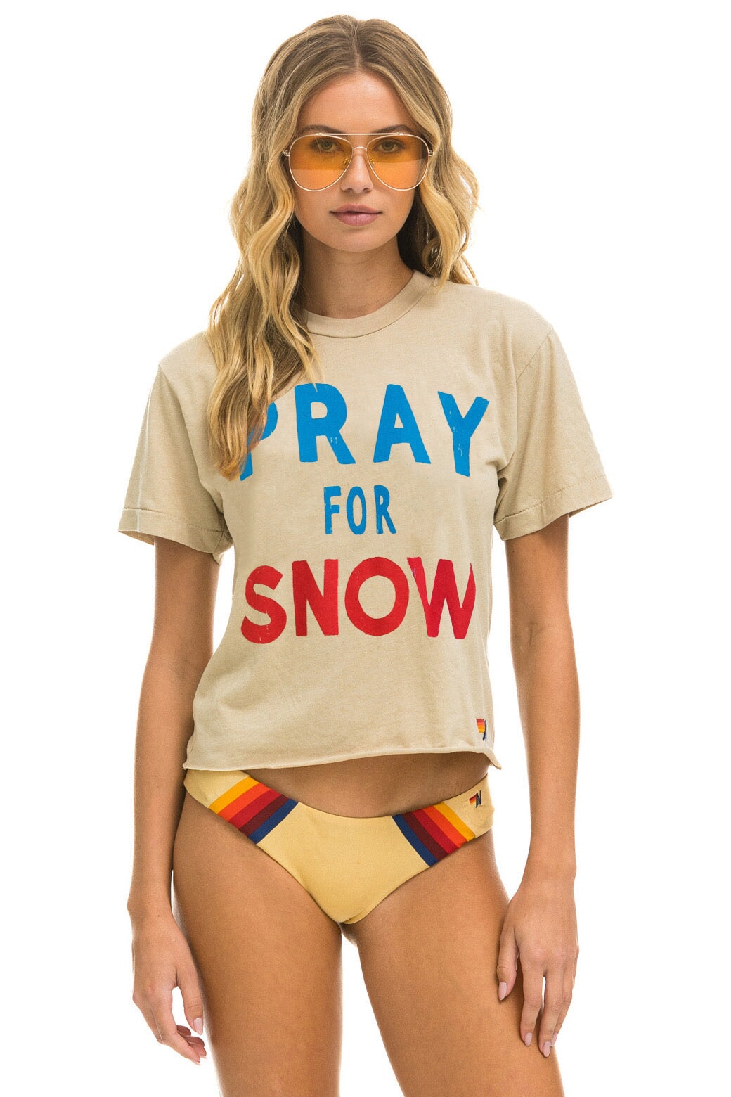 PRAY FOR SNOW BOYFRIEND TEE - SAND Boyfriend Tee Aviator Nation 