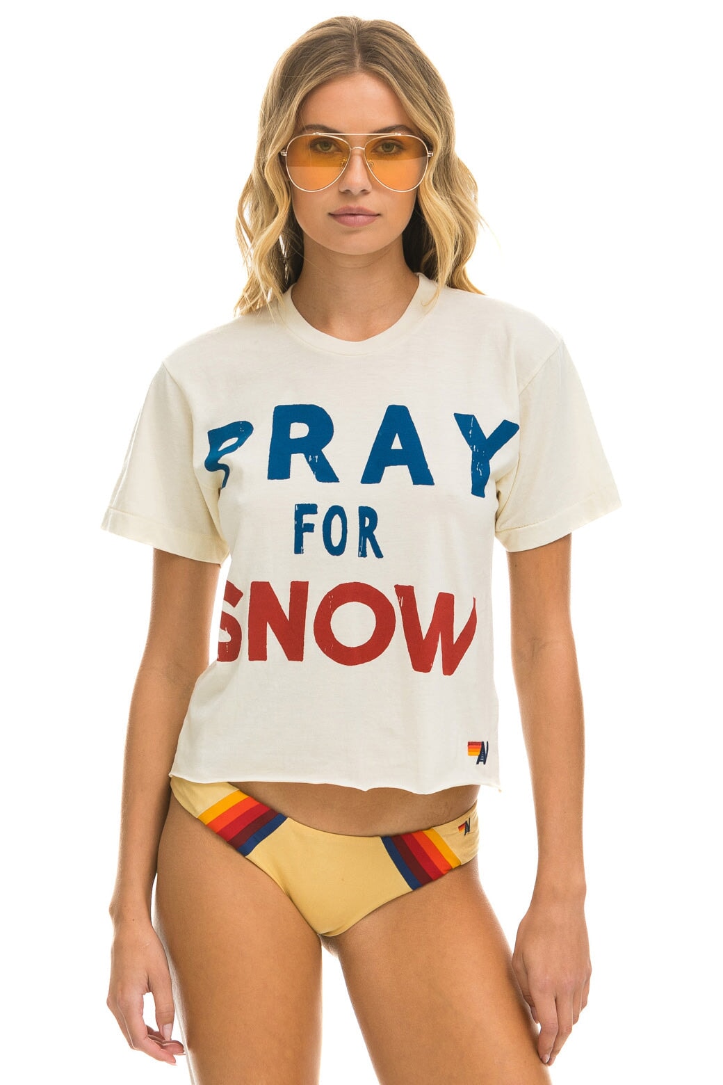 PRAY FOR SNOW BOYFRIEND TEE - VINTAGE WHITE Boyfriend Tee Aviator Nation 
