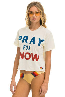 PRAY FOR SNOW BOYFRIEND TEE - VINTAGE WHITE Boyfriend Tee Aviator Nation 