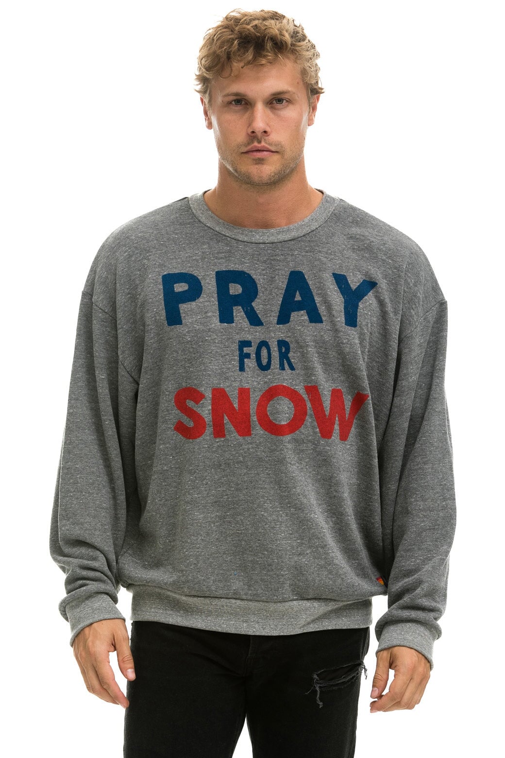 PRAY FOR SNOW RELAXED CREW SWEATSHIRT - HEATHER Sweatshirt Aviator Nation 