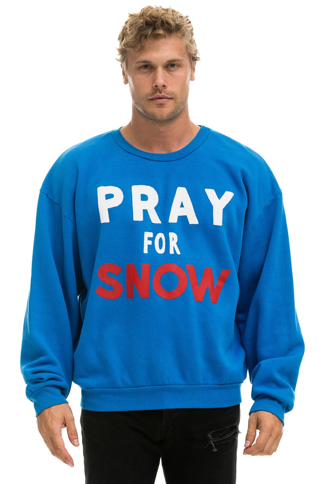 PRAY FOR SNOW RELAXED CREW SWEATSHIRT - OCEAN Sweatshirt Aviator Nation 