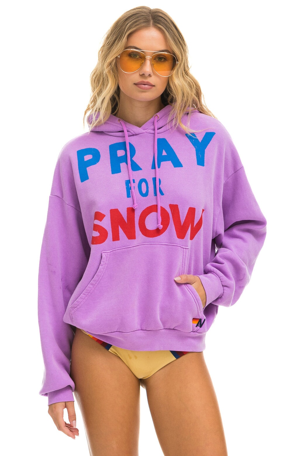 PRAY FOR SNOW RELAXED PULLOVER HOODIE - NEON PURPLE Hoodie Aviator Nation 