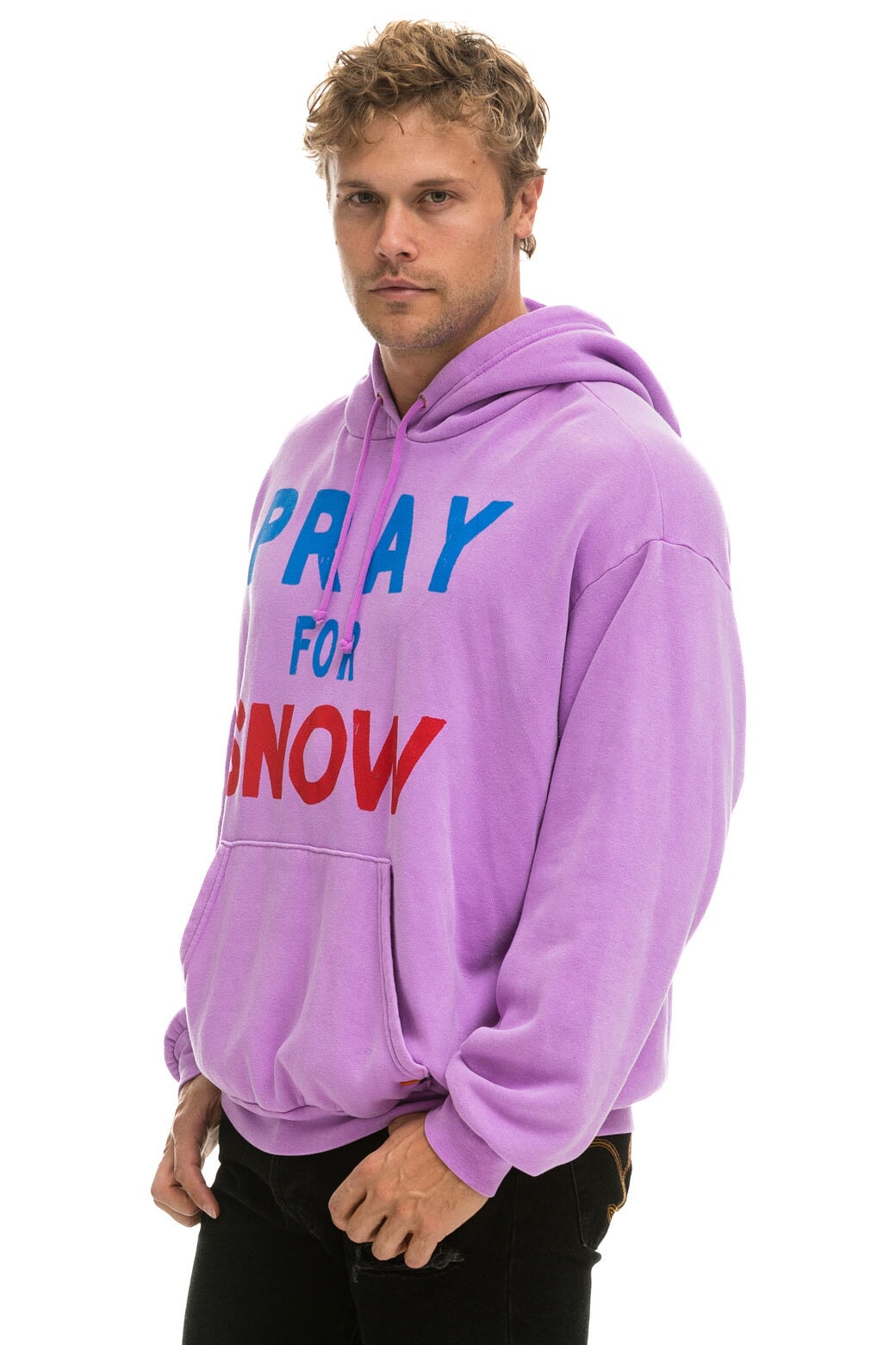 PRAY FOR SNOW RELAXED PULLOVER HOODIE - NEON PURPLE Hoodie Aviator Nation 