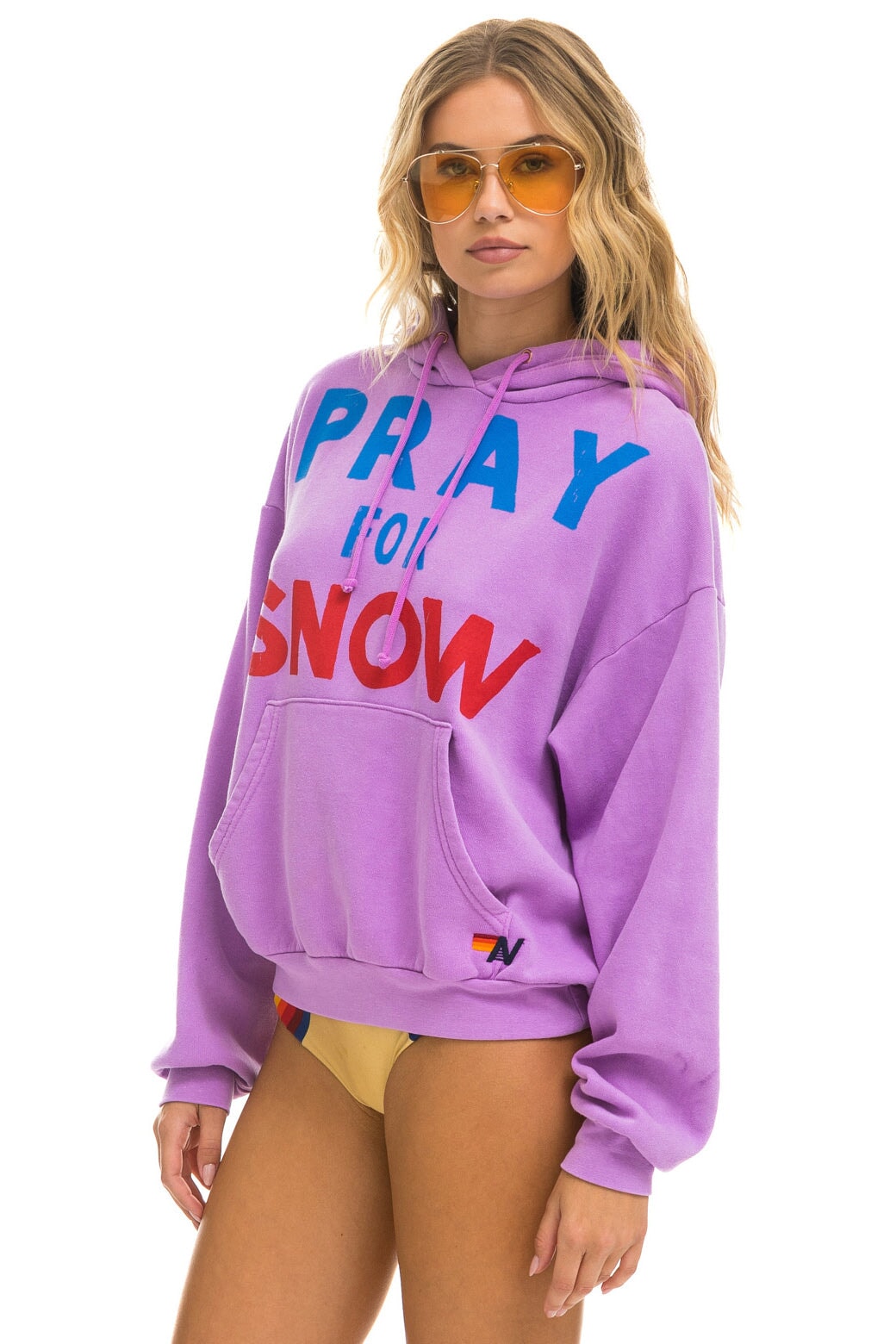 PRAY FOR SNOW RELAXED PULLOVER HOODIE - NEON PURPLE - Aviator Nation