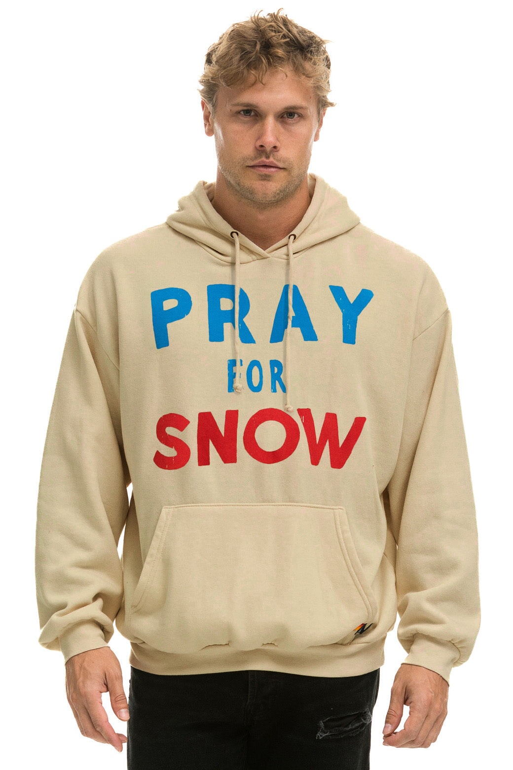 PRAY FOR SNOW RELAXED PULLOVER HOODIE - SAND Hoodie Aviator Nation 