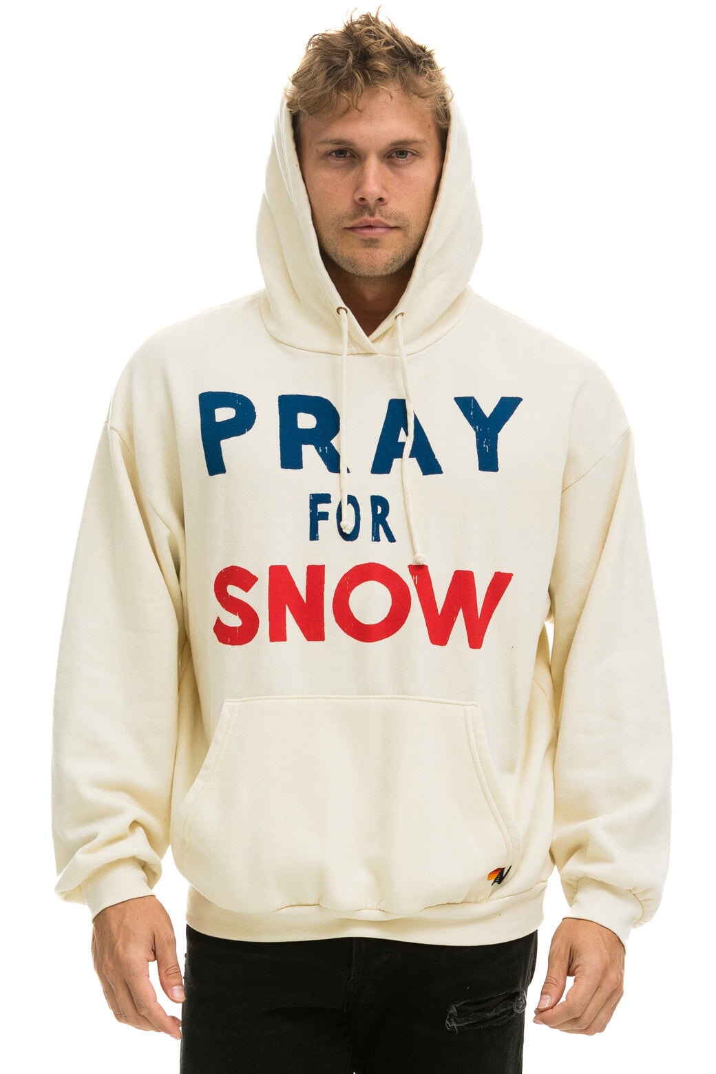 PRAY FOR SNOW RELAXED PULLOVER HOODIE - VINTAGE WHITE Hoodie Aviator Nation 