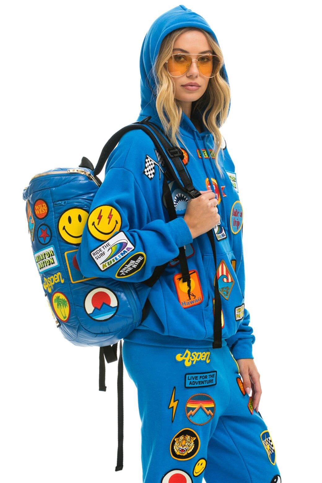 PRESALE: VINTAGE PATCH PUFFER BACKPACK - SNORKEL BLUE GLOSSY Backpack Aviator Nation 