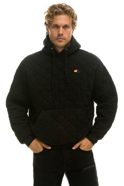 QUILTED RELAXED PULLOVER HOODIE - BLACK Hoodie Aviator Nation 