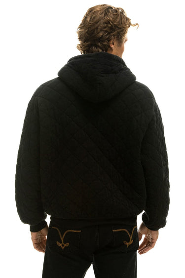 QUILTED ZIP HOODIE RELAXED - BLACK Hoodie Aviator Nation 