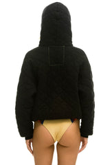 QUILTED ZIP HOODIE RELAXED - BLACK Hoodie Aviator Nation 