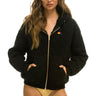 QUILTED ZIP HOODIE RELAXED - BLACK Hoodie Aviator Nation 