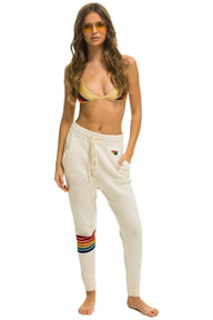 RAINBOW 6 STRIPE CASHMERE RELAXED FIT PANT - VINTAGE WHITE Women's Sweatpants Aviator Nation 