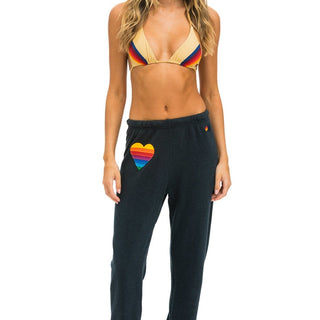 RAINBOW HEART STITCH SWEATPANTS - CHARCOAL Women's Sweatpants Aviator Nation 