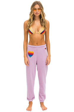 RAINBOW HEART STITCH SWEATPANTS - MAUVE Women's Sweatpants Aviator Nation 