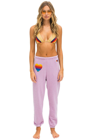 RAINBOW HEART STITCH SWEATPANTS - MAUVE Women's Sweatpants Aviator Nation 