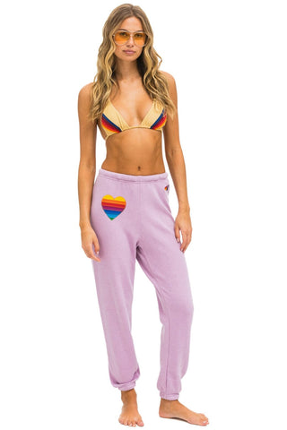 RAINBOW HEART STITCH SWEATPANTS - MAUVE Women's Sweatpants Aviator Nation 