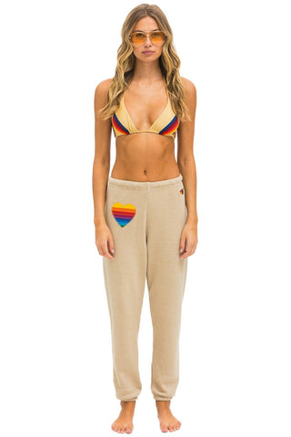 RAINBOW HEART STITCH SWEATPANTS - SAND Women's Sweatpants Aviator Nation 