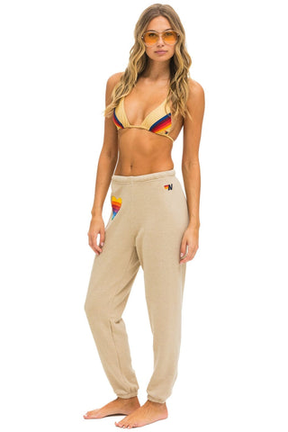 RAINBOW HEART STITCH SWEATPANTS - SAND Women's Sweatpants Aviator Nation 