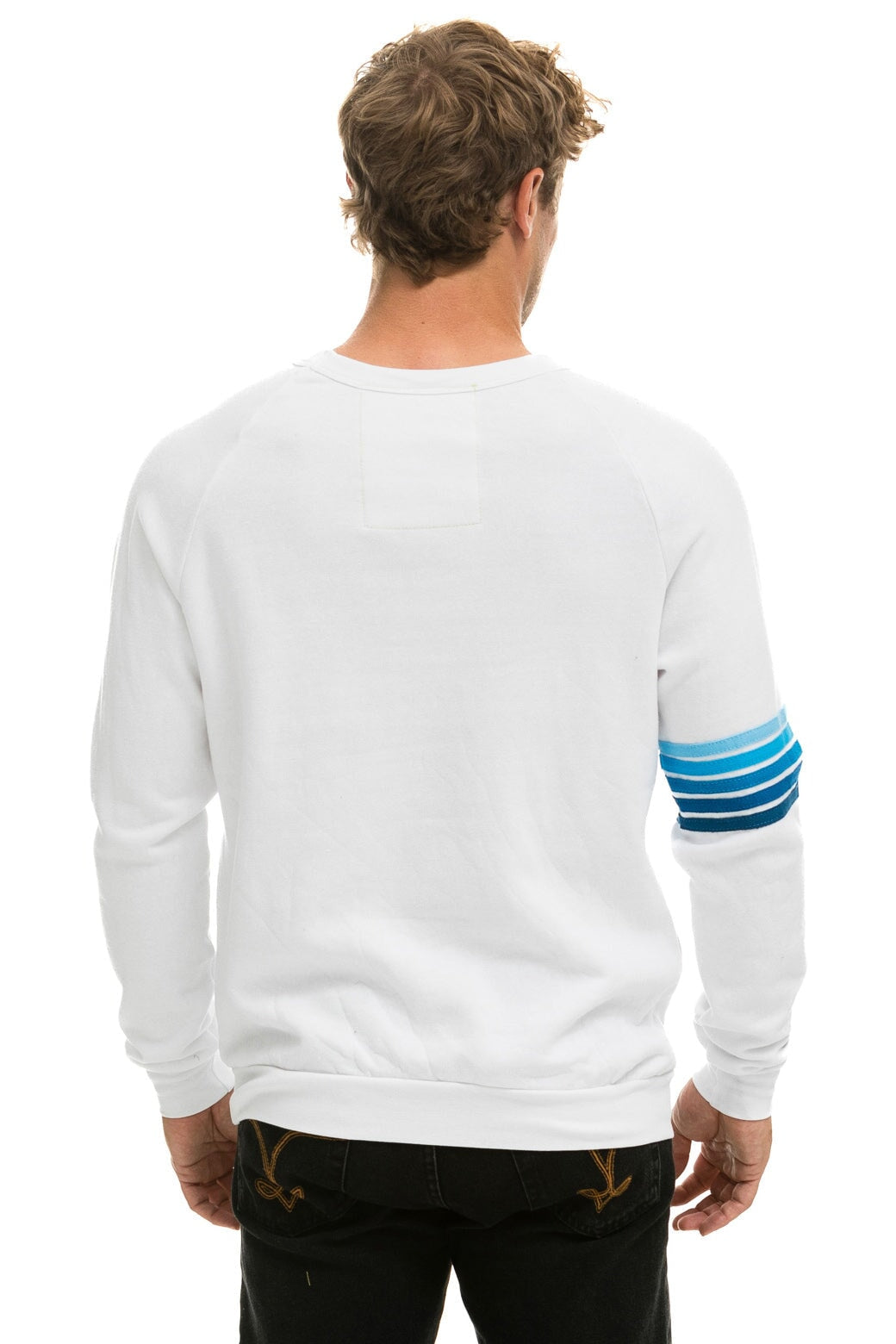 RUGBY STITCH SWEATSHIRT - WHITE // BLUE Sweatshirt Aviator Nation 